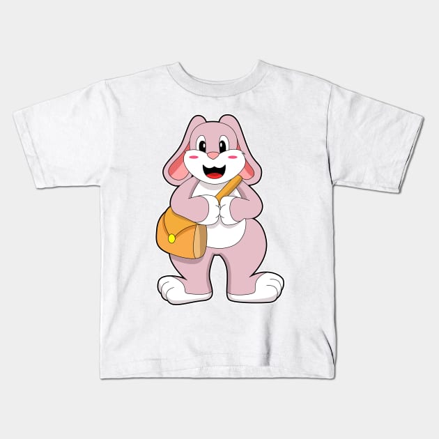 Rabbit as Hiker with Bag Kids T-Shirt by Markus Schnabel